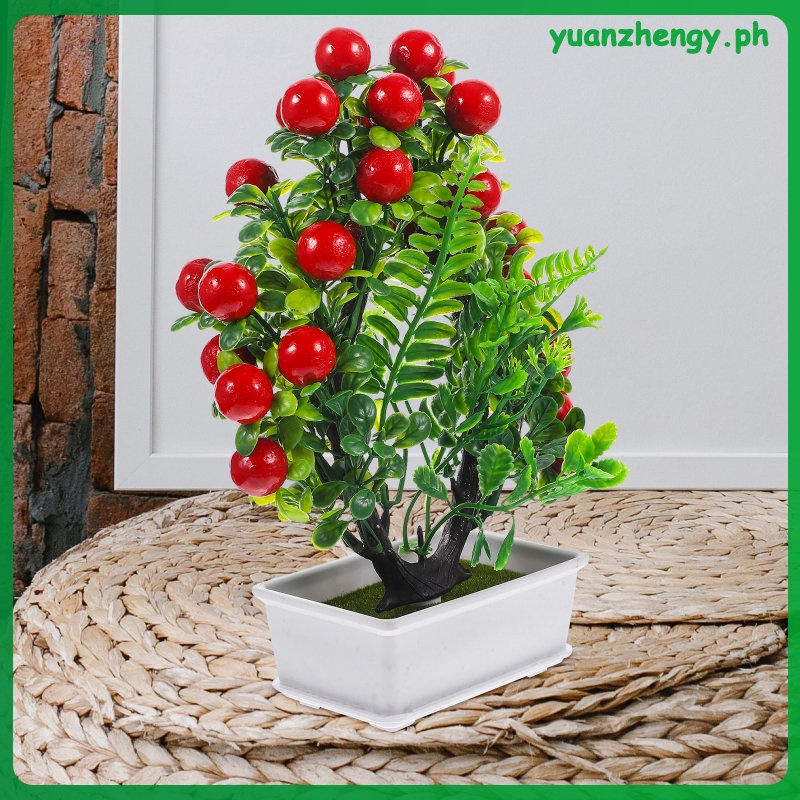 Green Decor Home Fruit Tree Simulation Bonsai Realistic Artificial