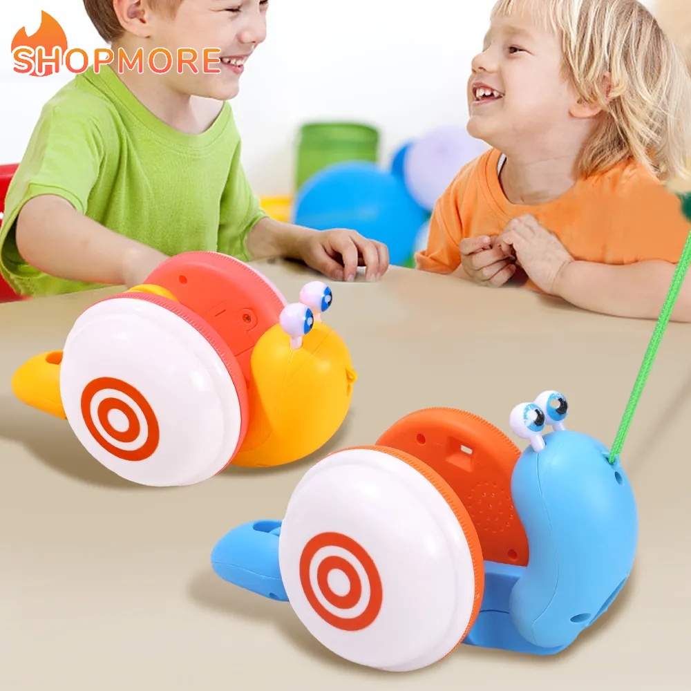 NEW Pull String Cartoon Snail Car toy Baby Learn to Crawl and Pull Toy ...