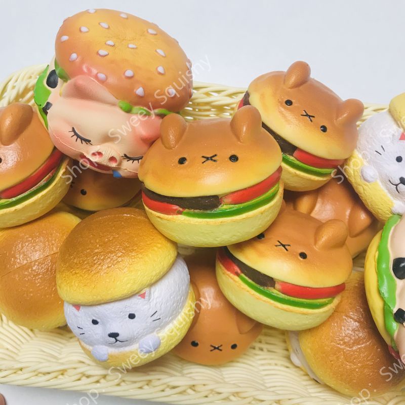 Cute Burger Slow Rebound Decompression Vent Toy Squishy Slow Rising Toy ...