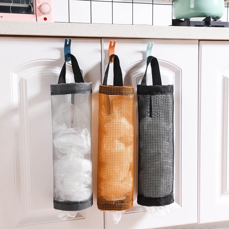 Wall-mounted plastic bag storage device/reusable toilet paper storage ...