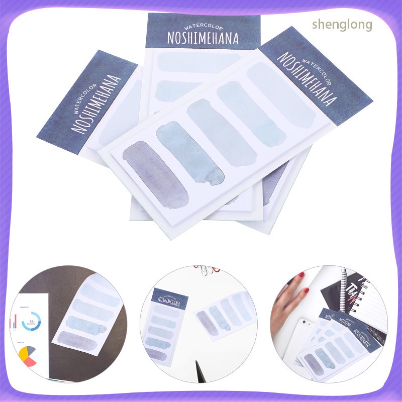 3 Pcs Binder Clips Note Pads Sticky Tabs Message Notes Watercolor Mood ...