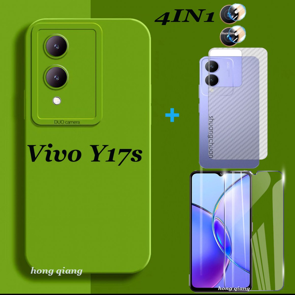 4in1) for Vivo Y17S phone case and tempered glass Vivo Y16 screen