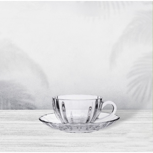 6 cups in 1 box Clear Glass Cup & Saucer Set | Shopee Philippines