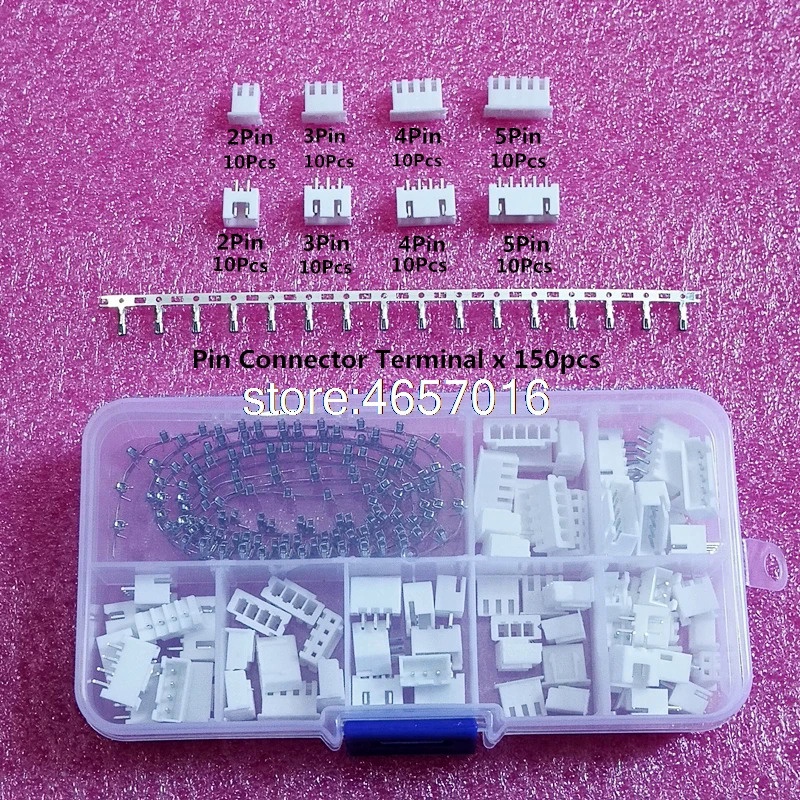 230pcs XH2.54 2p 3p 4p 5 pin 2.54mm Pitch Terminal Kit / Housing / Pin ...