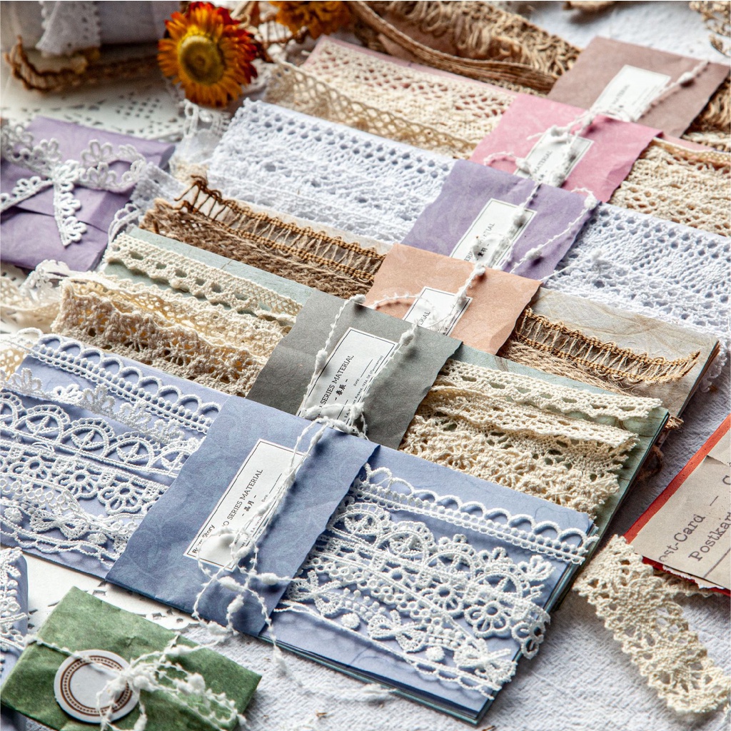 Journamm 18pcs/pack Lace Strap Materials Paper DIY Scrapbooking Decor ...