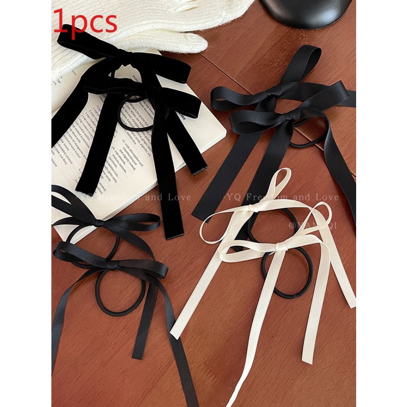 Autumn Winter Hot-selling Hair Tie Black Velvet Rubber Band Bow ...