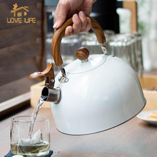 Stove Top Whistling Kettle, Stainless Steel Tea Kettle Teapot With Wood  Pattern Folding Handle For Gas Stove Induction, 3l