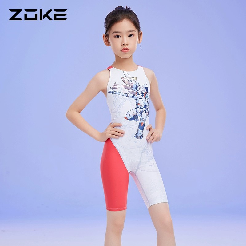 ZOKE Girl Swimwear Kids Racing Competitive Swimsuit ChildrenTraining  Professional Kneesuit One Piece Bathing Suit For Teens Girls