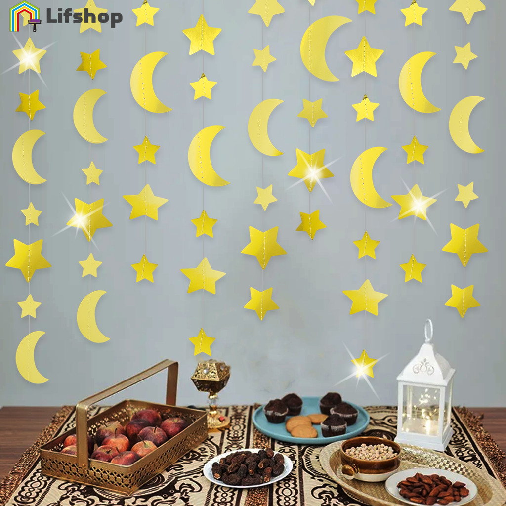 Ramadan Gold Paper Banner - Eid Mubarak Background - 2/4M Star Moon ...