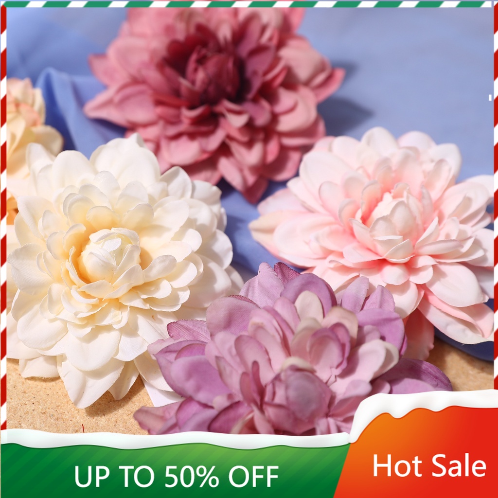 5PCS 8CM Dahlia Artificial Flower Head Silk Fake Flower for Home