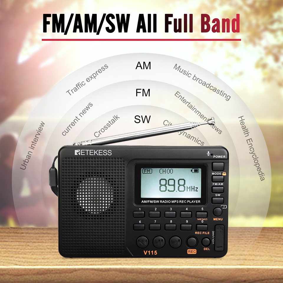 RETEKESS V115 Radio FM AM SW Portable Radios AM FM Rechargeable