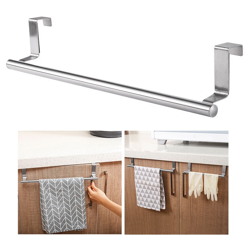 Stainless Steel Towel Bar Kitchen Cabinet Towel Hanger Wall Hook Door ...