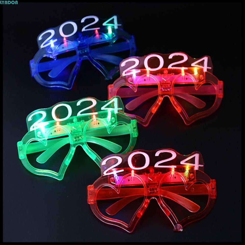 LYNDON 2024 Glowing Glasses, 2024 Year Glowing LED Flashing 2024