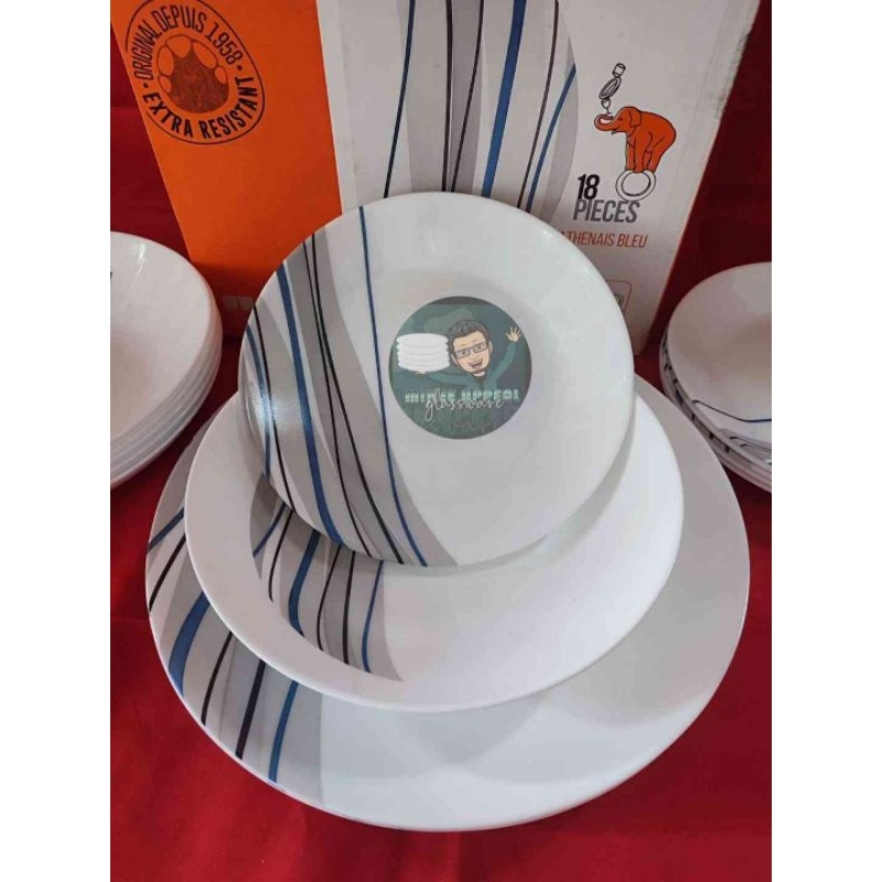 Arcopal Athenais Bleu 18pc Dinner Set (ON HAND) Shopee Philippines