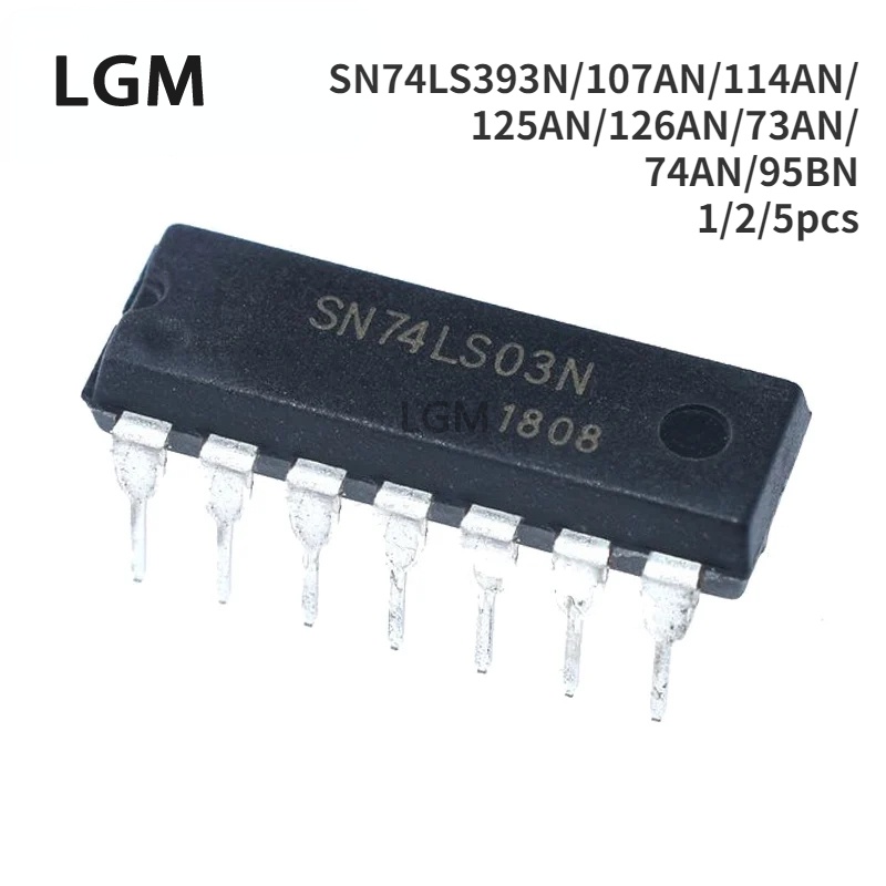 Lot De 5 Circuits Intégrés SN74LS393N TI DIP-14 - Neufs, Pour Projets électroniques, Vintage Ou Réparations