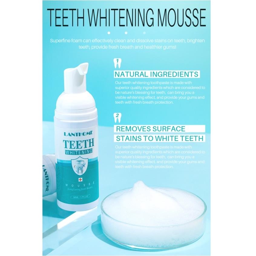 ♞LANTHOME Teeth Whitening Mousse Toothpaste Remove Plaque Oral Odor