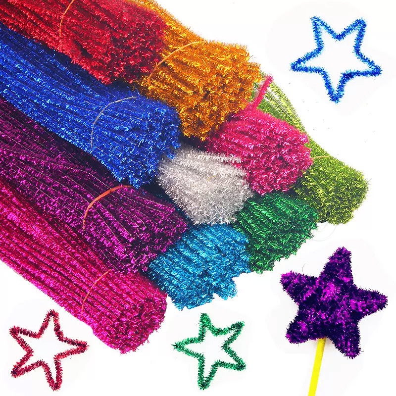 100Pcs DIY Glitter Chenille Rods - Fluffy Twisted Filpa Root - Colorful ...
