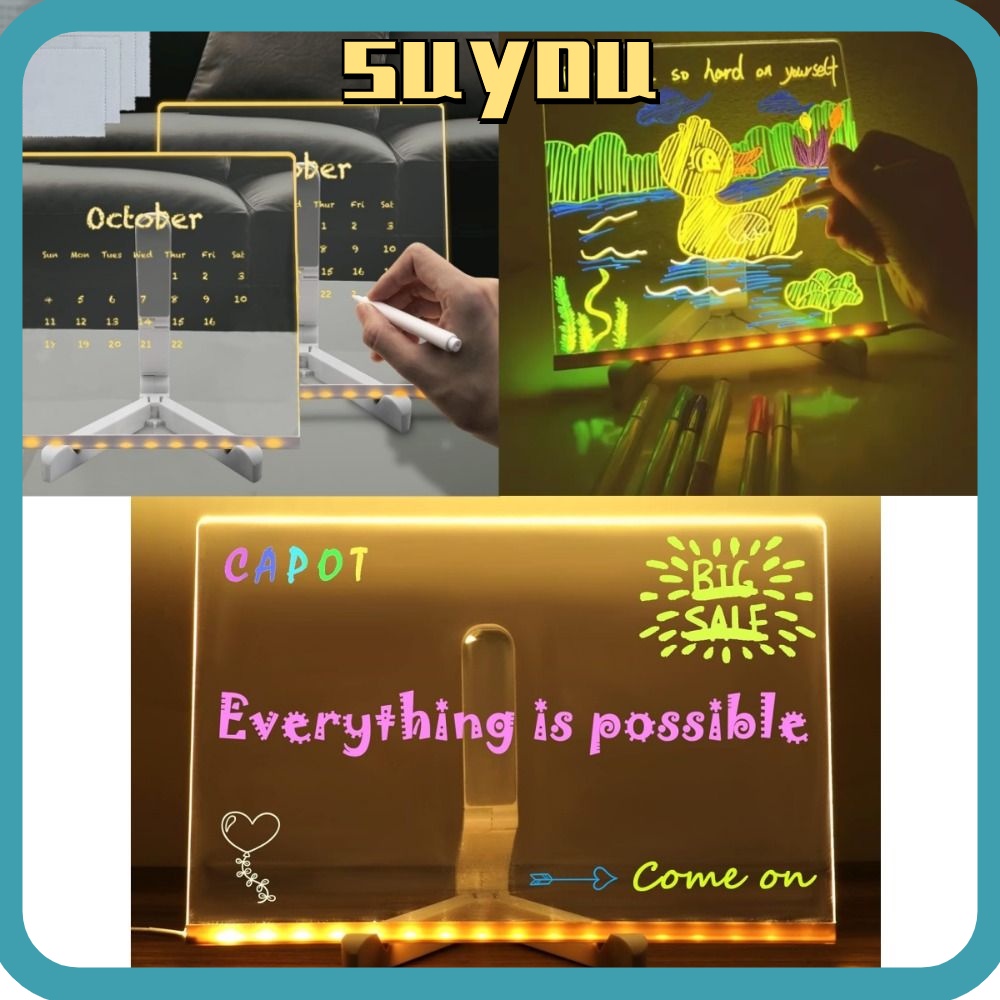 SUYO Glow Memo, Dry Erase Board Letter Message Board, Light Up LED With