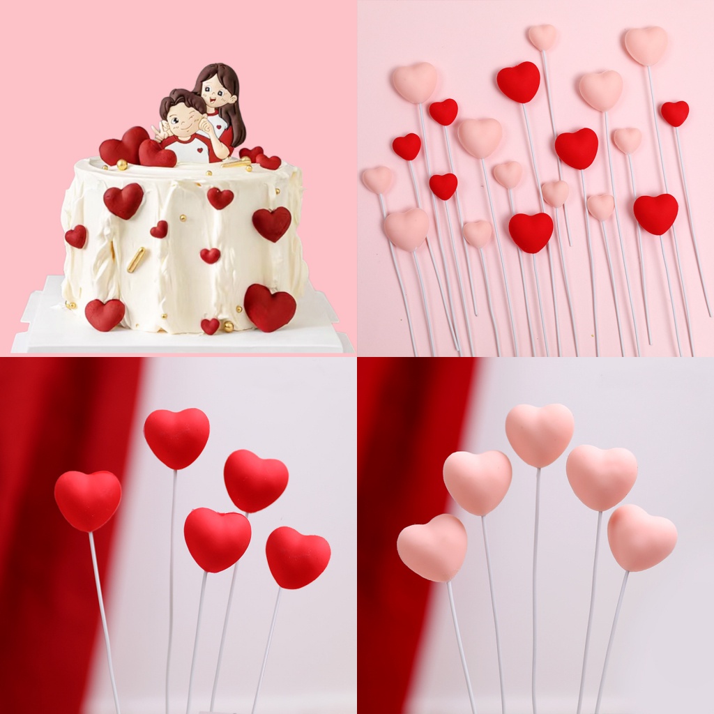 Red Glittery Happy Valentine's Day Cake Topper - Heart Decor For Party, Wedding, Anniversary - View #11