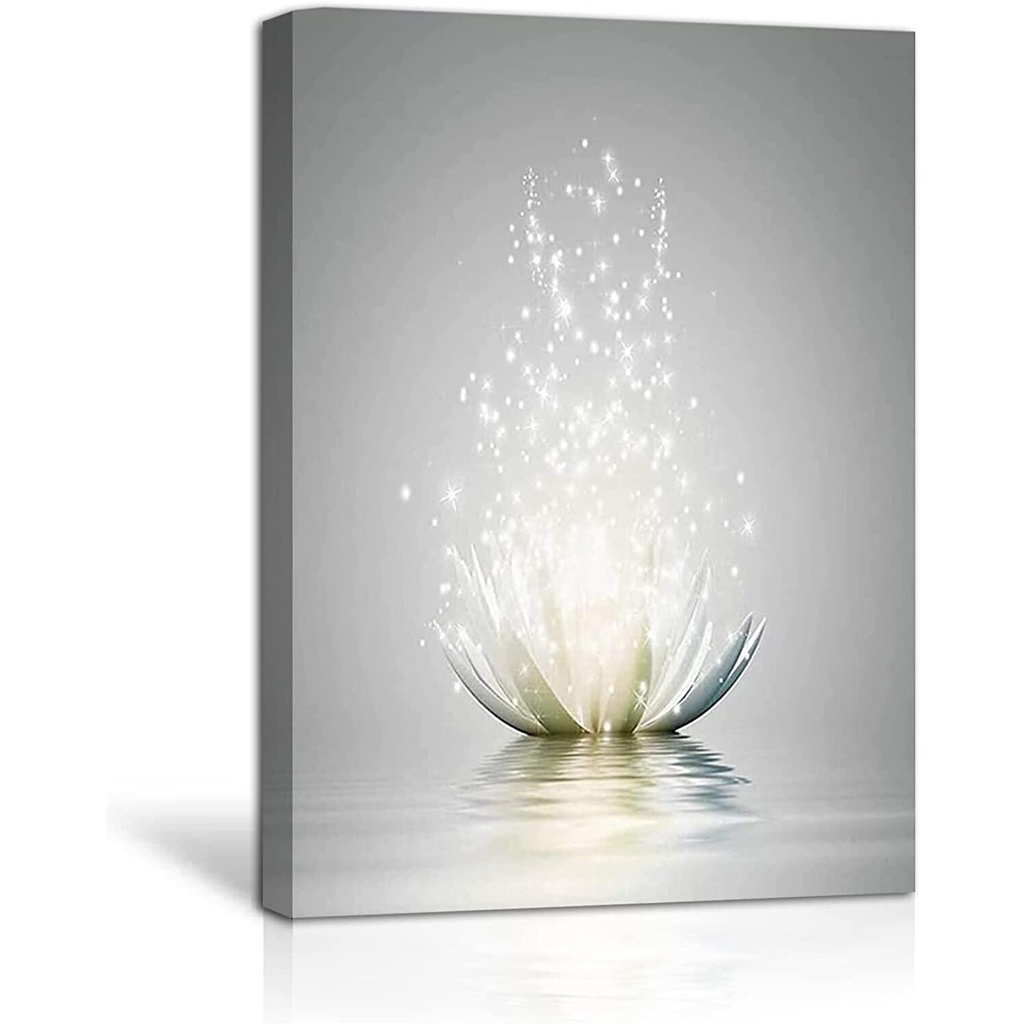 Zen Canvas Wall Art White Lotus Flower Bloom In Water Picture Prints ...