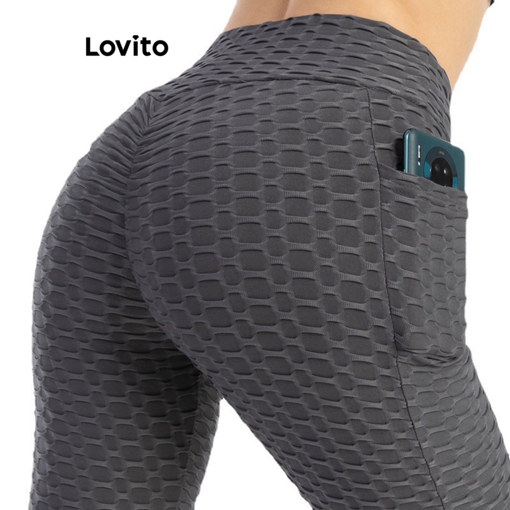 Lovito Women Sporty Plain Basic Sports Leggings Lne39219 Dark Grey