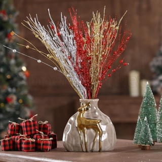 6-Pack Artificial Glitter Poinsettia, Flower Sticks, Christmas Flower  Ornaments, Floral Stems, Picks, Branches, Xmas Tree Decorations for  Holiday, Party, Wedding, 5-inch 