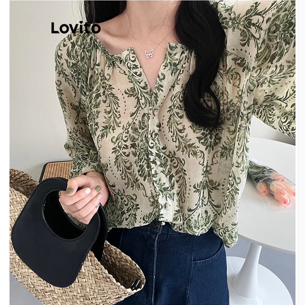 Lovito Women Button Front Blouse Lne19118 