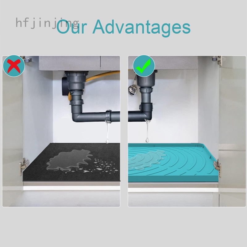 HFJ Silicone Waterproof Mat Kitchen Liner, under Sink Tray for