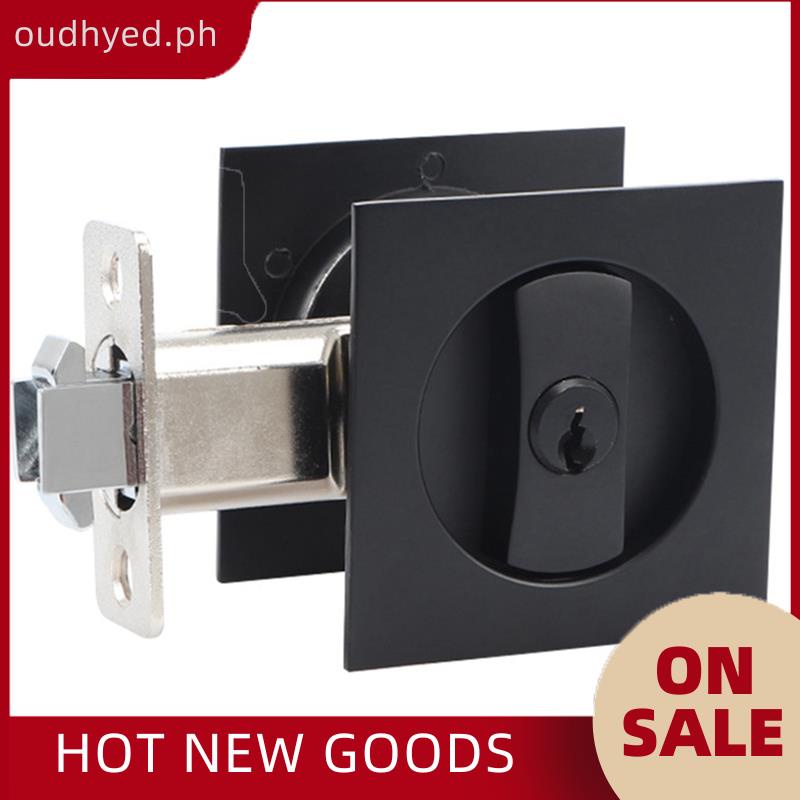 PHOU Pocket Door Lock Black Door Contemporary Privacy Square Door Lock
