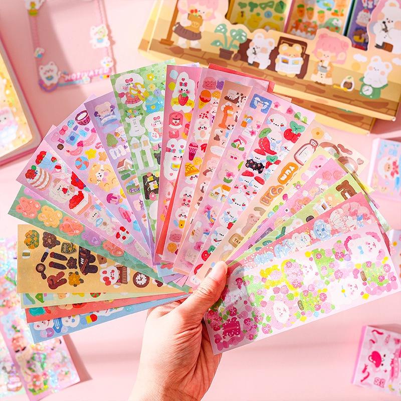 Cartoon Stickers Student Creative Hand 10sheets Material Stickers Diy 