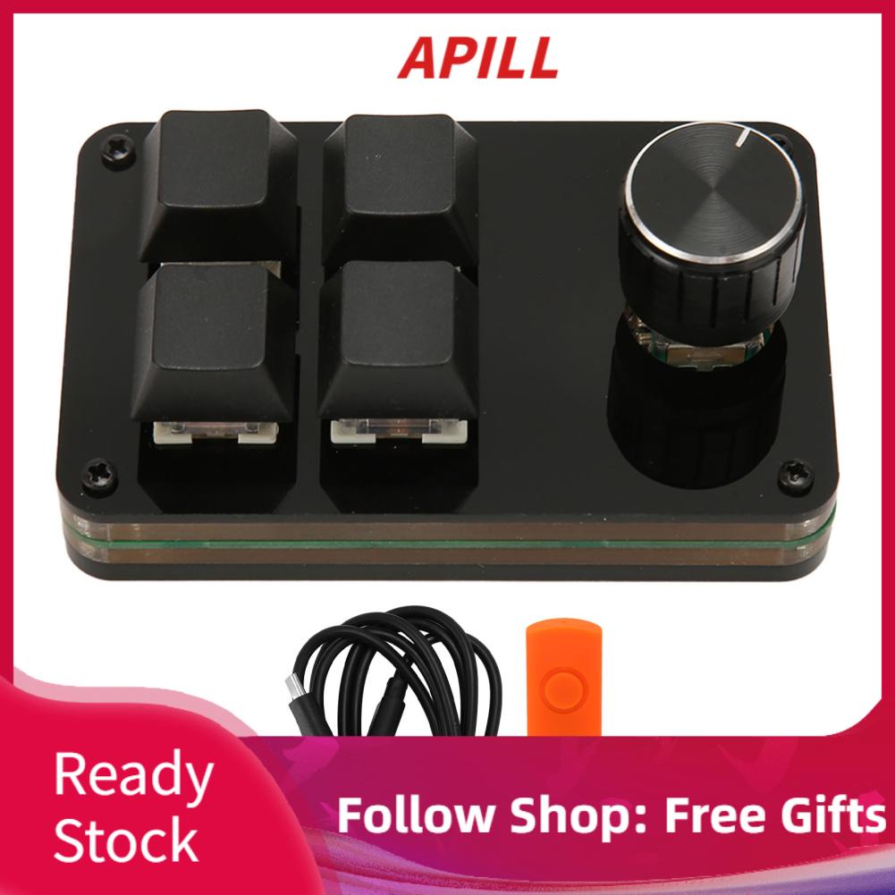 Apill Macro Mechanical Keyboard Blue Switch Hot Swappable Customizable Programming Mini 4 Key