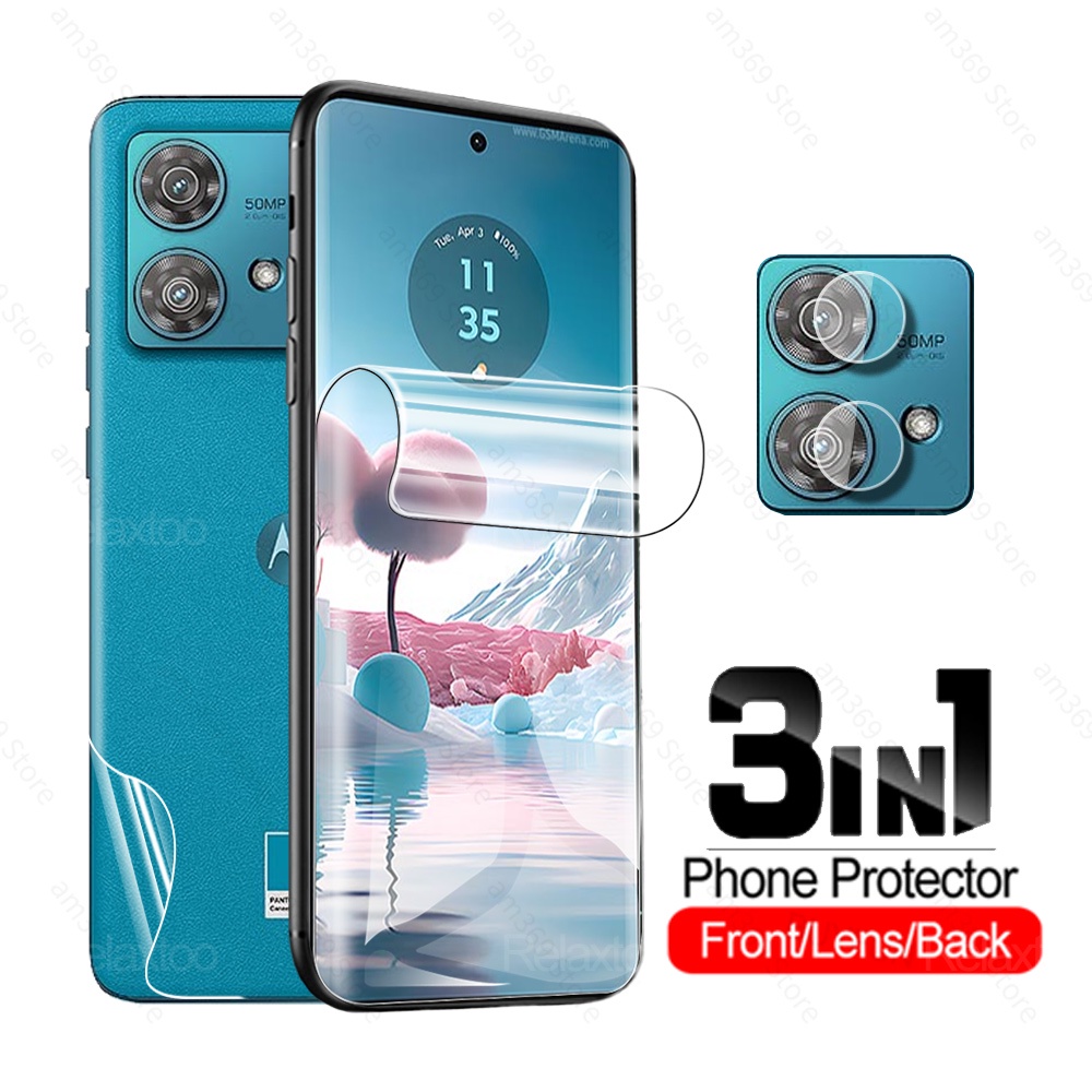 3in1 For Motorola Edge 40 Neo Front Back Hydrogel Film Lens Glass Moto ...