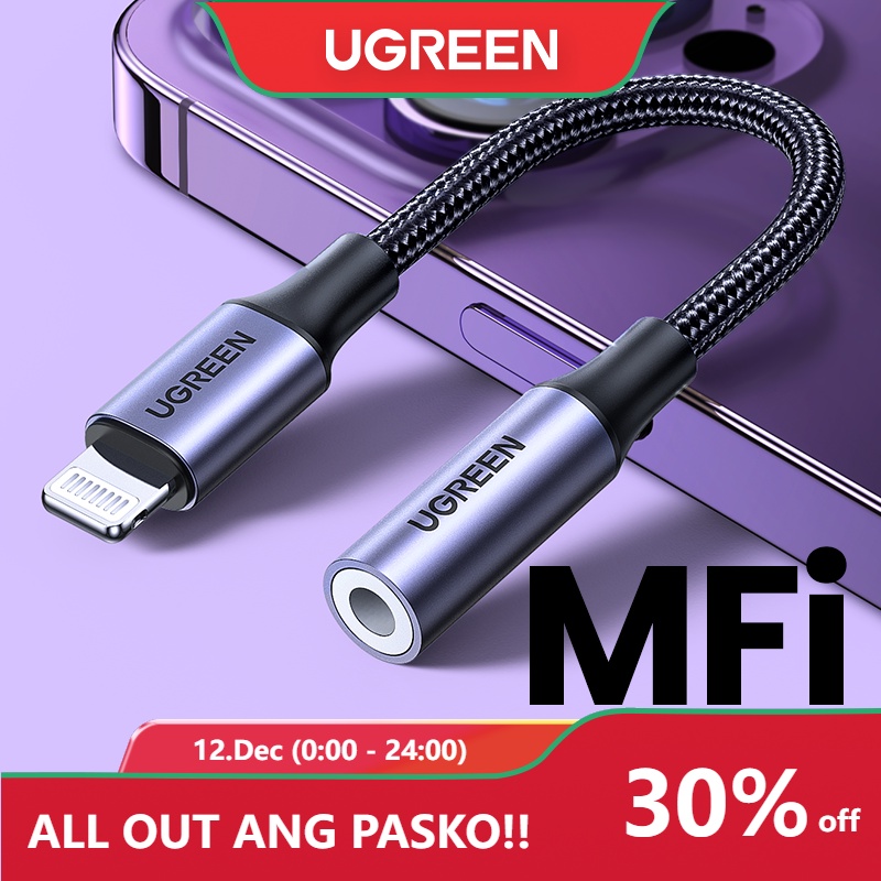 UGREEN Adapter for iPhones MFi DAC Lightning to 3.5mm Headphone Adapter