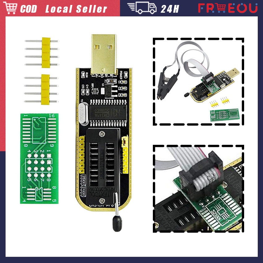 24 25 Series CH341A EEPROM Flash BIOS USB Programmer Module + SOIC8 ...