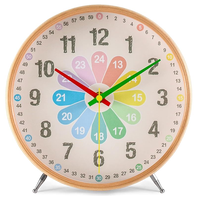 Educational clock, wall clock, children, wooden, 24hour display
