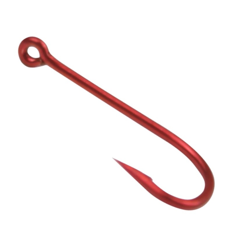 100pcs/bag Ringed Red Fishing Hooks with eye Live-Bait Hook High Carbon ...