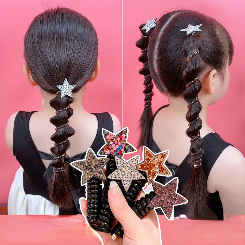 1Pcs Children Girls High Elastic Spiral Hair Rope Head Rope Ponytail ...