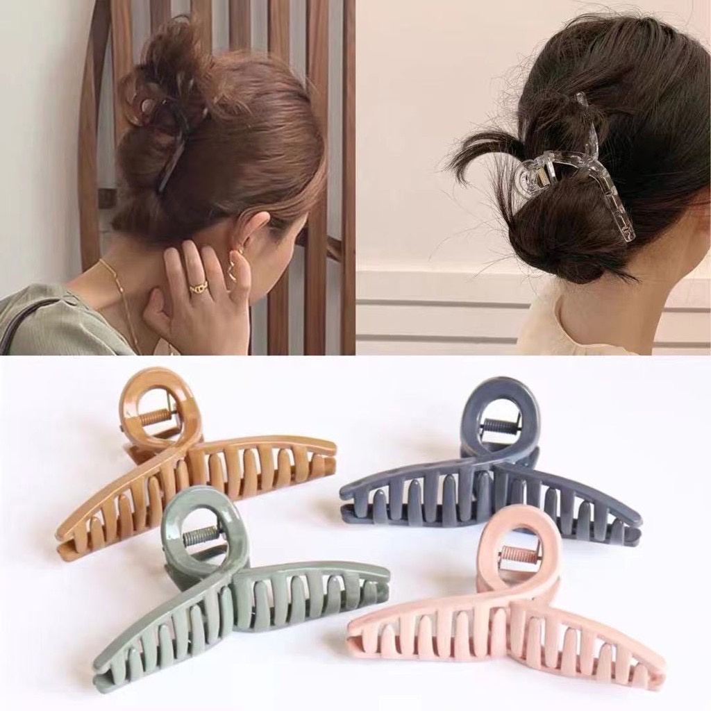 Korea Elegant Large Matte Multicolor Hairpin Bath Hair Catch Shark Clip ...