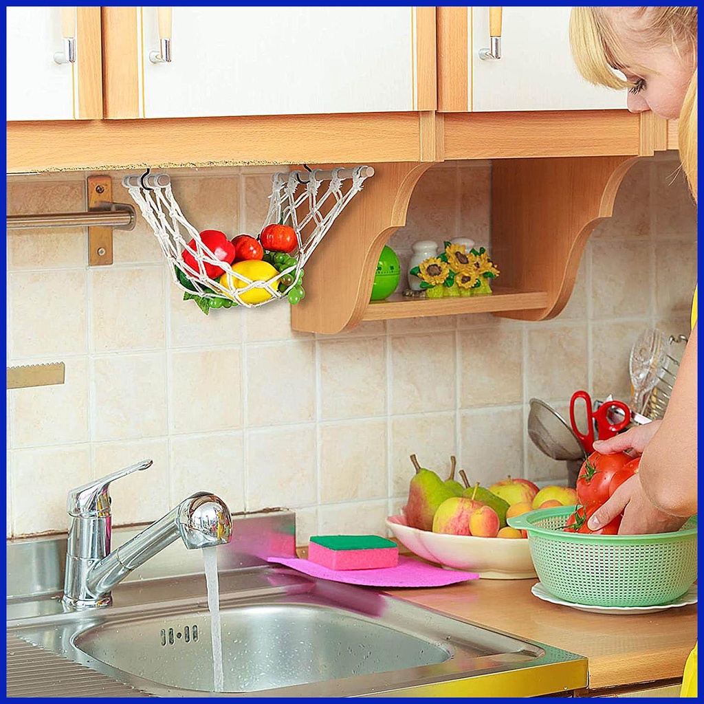 Hanging Fruit Basket Boho Style Fruit and Vegetable Hammock Bananas