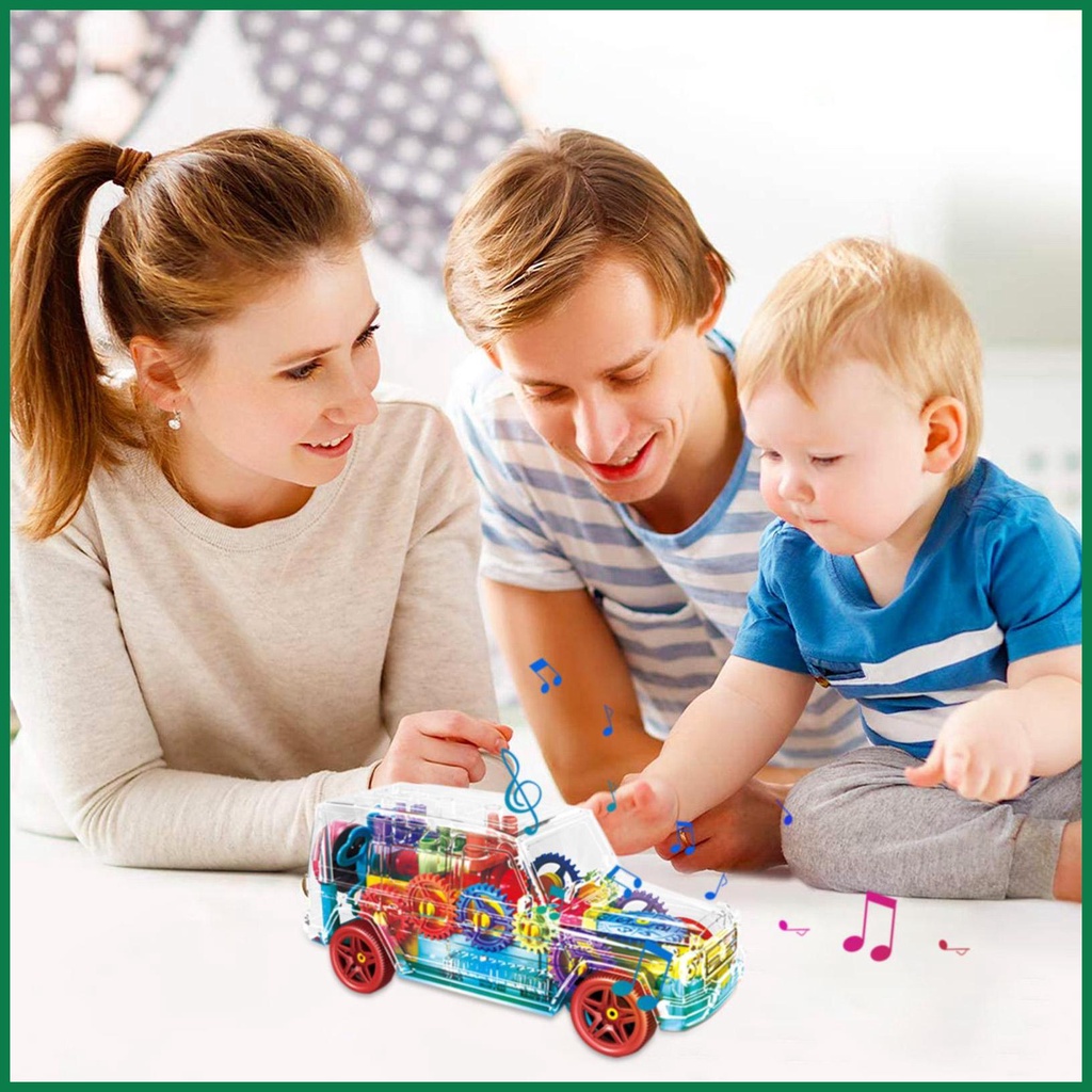 Transparent Light Up Car Moving Vehicles Educational Toy For Kids With