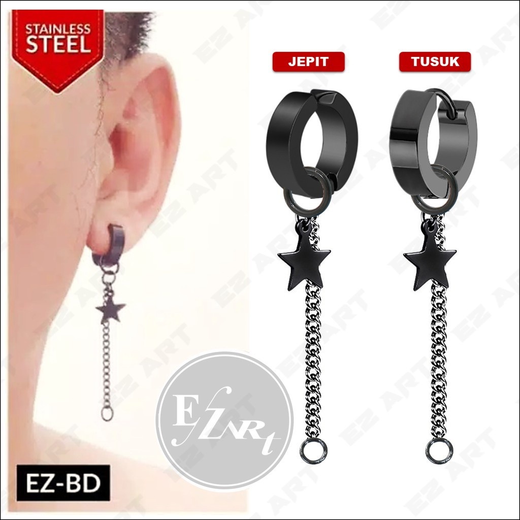 HITAM 1pc Model EZ-BD Black Black Stud Earrings Variation Pendulum Punk ...