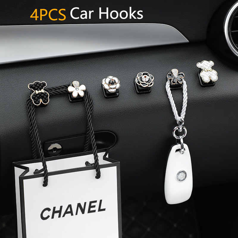 4PCS Car Hooks Auto Front Small Sticky Hooks Multifunctional Cute Car ...