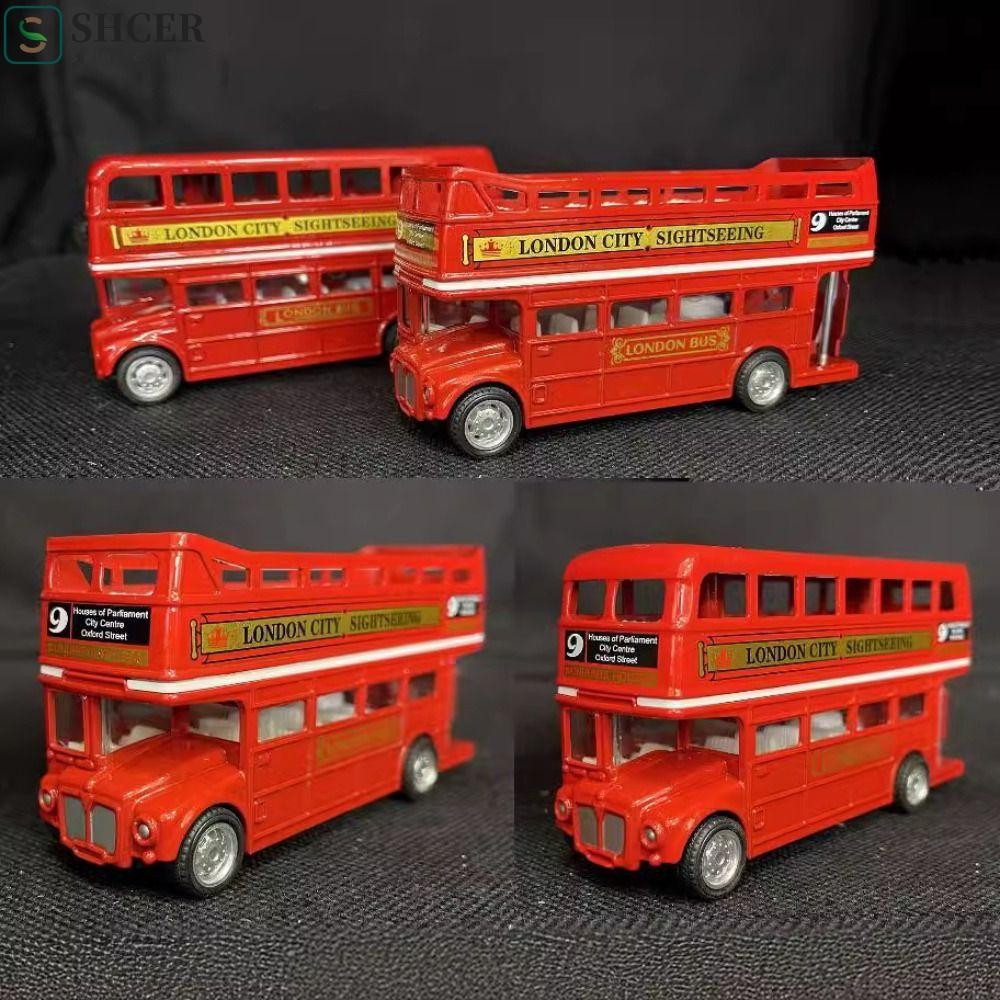 SHCER Bus Car Model, Double Decker British Europe Travel Bus Model, Car ...