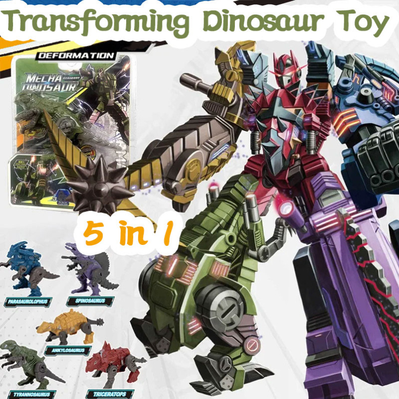 5-in-1 Deformed Fit Dinosaur Assembled Toy Kids Transformer Warrior ...