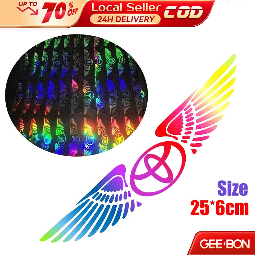 GEEBON Car Angel Wing Sticker Laser Reflective Wing Modified Acc Car