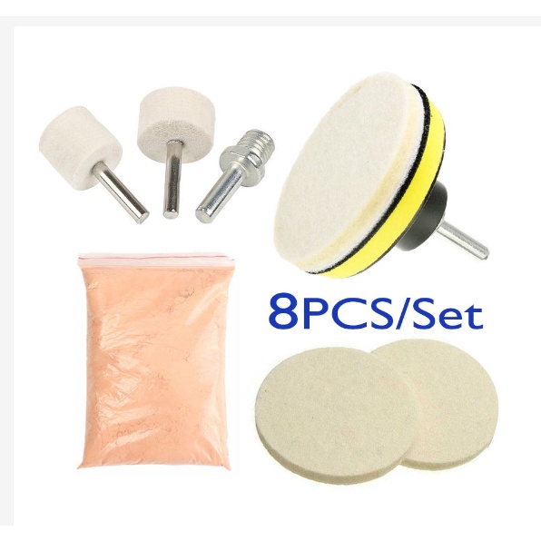 8Pcs Cerium Oxide Glass Polishing Powder Pad Compound Kit For Car Glass Scratch Remover Shopee