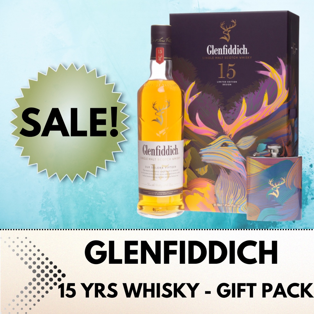 Glenfiddich single malt scotch whisky 15 year old 700ml gift pack with