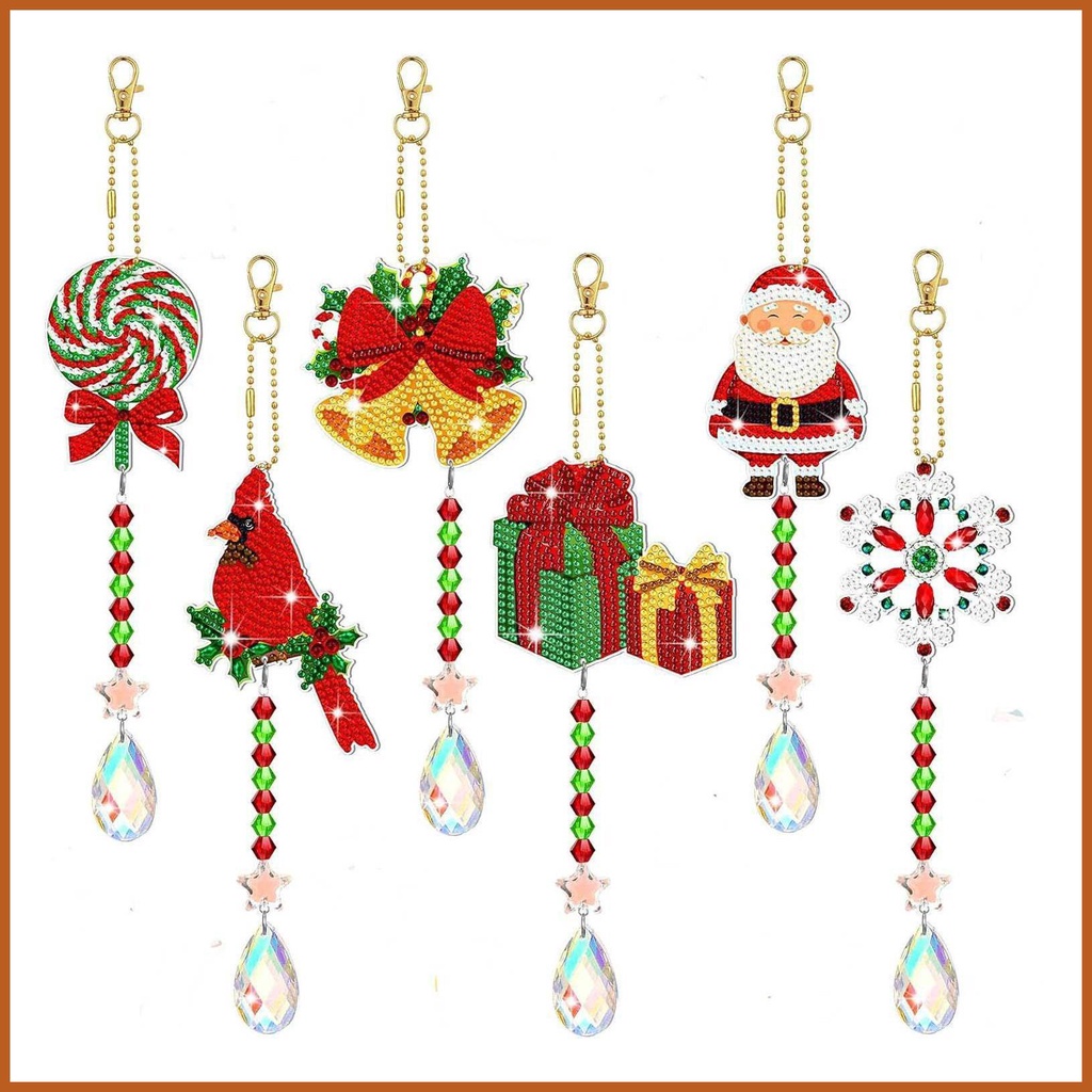 Crystal Art Suncatchers 3D Christmas Suncatchers Wind Chime 6PCS Window