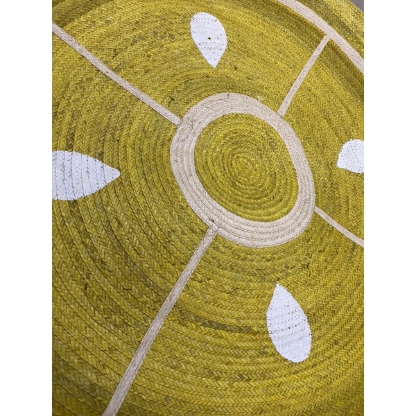 LEMON colored round buri carpet/ round carpet/ buri mat/ buli banig