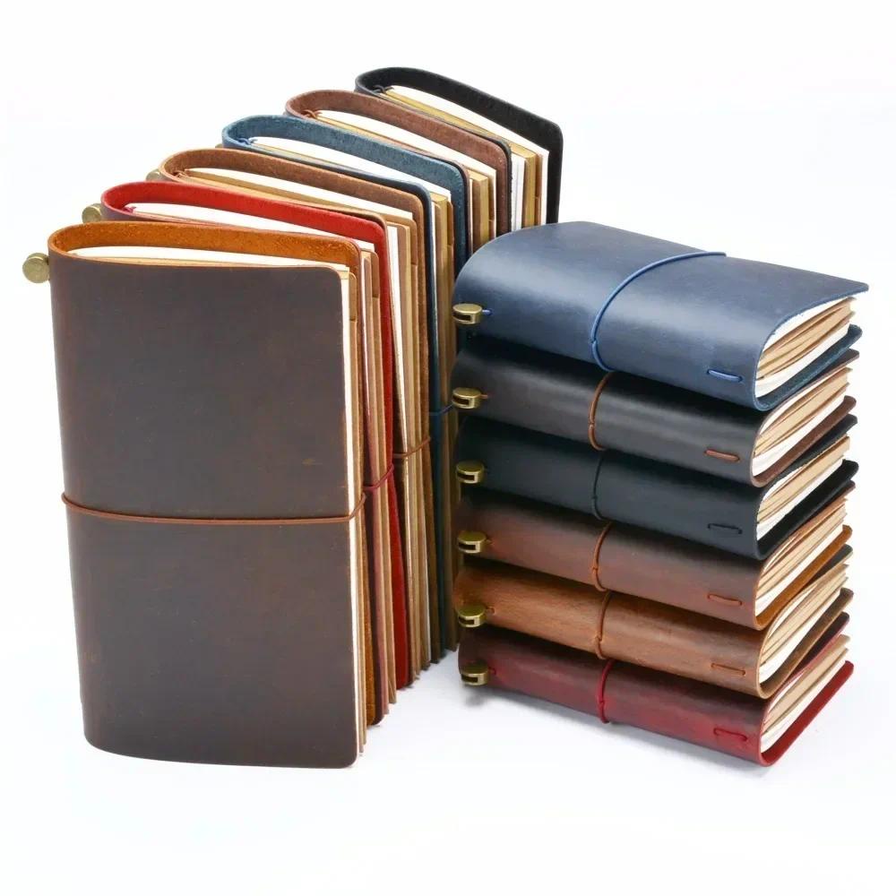 Genuine Leather Traveler Notebook Handmade Vintage Cowhide Diary ...